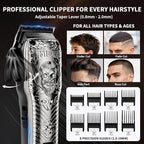 Professional Cordless Mens Hair Clippers & Beard Trimmer and Electric Shavers Kits & Sets,Metal Hair Clippers Cutting Grooming Kit with Long Battery Life for Family Barber Use (Gray)
