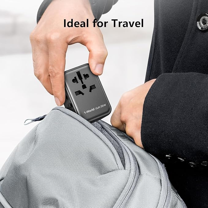 MOMAX Universal Travel Adapter, GaN 70W International Power Adapter, 3 USB-C PD - Image 9