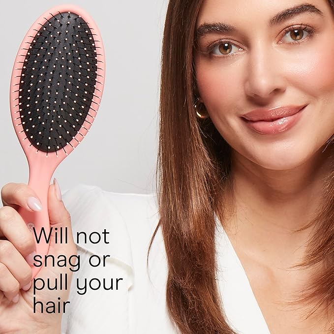 Conair Detangling Hair Brush Set, 3-Pack Detangler Brushes for Wet or Dry Hair, Gentle Detangler for All Hair Types, Bristle Hair Brushes for Women, Beige, Navy, and Coral