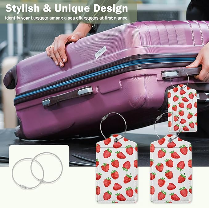 2 Pcs Strawberry Fruit Strawberries Luggage Tags, Cruise Luggage Tag - Image 7