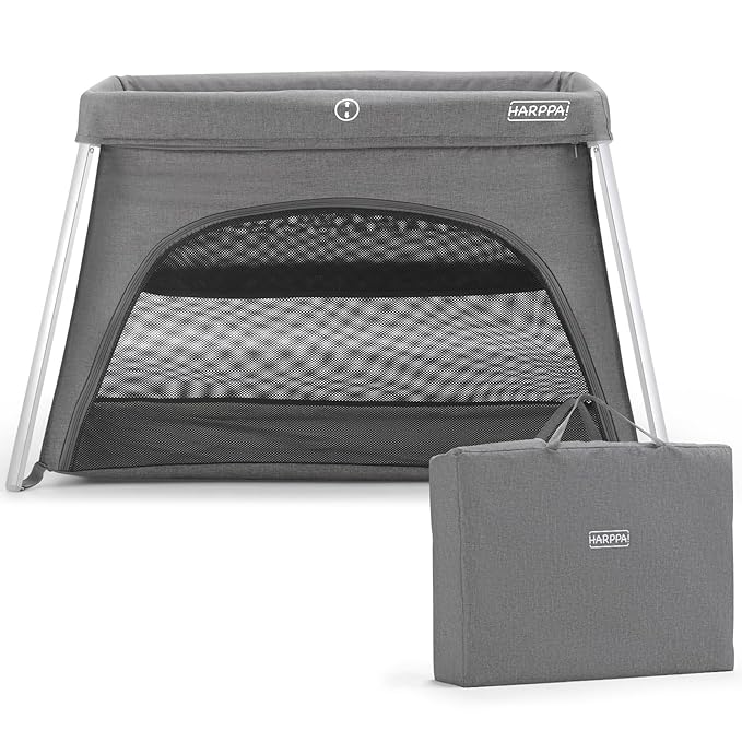 HARPPA Travel Crib with Comfy Mattress, Lightweight Portable Crib Requires No by HARPPA