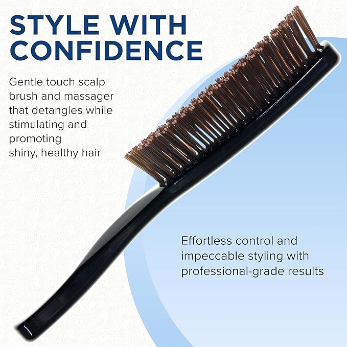 Giorgio Gentle Mini Hair Brush for Men - Dual Length Bristles for Fine and Thick Hair, Scalp Massager, Detangler, and Travel Brush