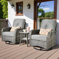 HOOOWOOO Patio Furniture Set, 3 Pieces Outdoor Conversation Set, All Weather by DesignforBetterLife