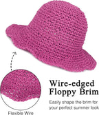 Womens Wide Brim Straw Sun Hat Foldable Floppy Crochet Beach Hat - Image 4