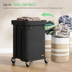 Laundry Basket with Wheels 150L/40Gal, Rolling Laundry Hamper with Steel Fram - Image 3