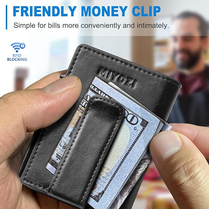 Men Wallet, with Money Clip Coins Pocket ID Window, Slim Front Pocket RFID - Image 6
