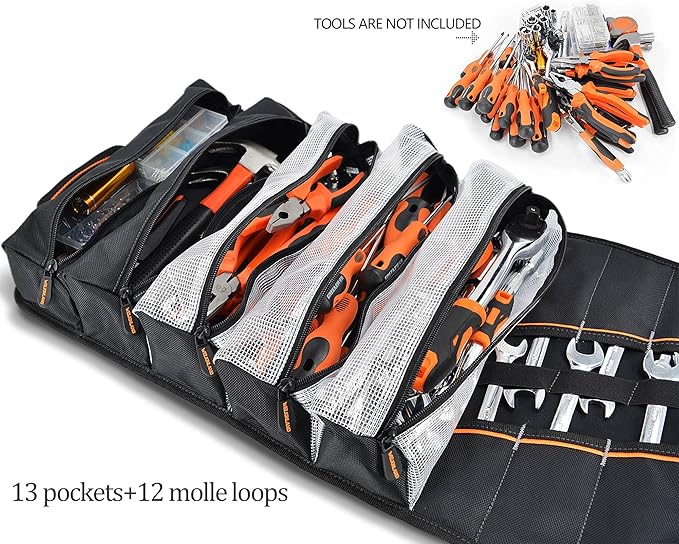 WELKINLAND Men's Tool Roll Organizer, Roll-Up Bag - Image 2