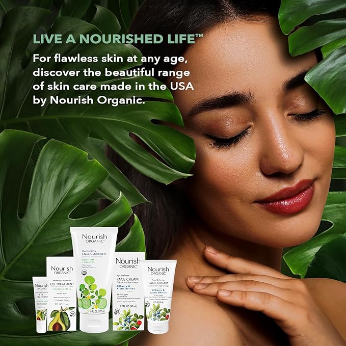 Nourish Organic Face Serum, Bilberry & Arctic Berries – Age Defense Formula with Vitamin C and Vitamin A, 0.7 Oz + Washable Cotton Round