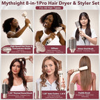 StyleVibe 8-in-1 Air Styler, Hair Dryer & Blow Dryer Brush with Travel Case - Auto Wrap Curls (L/R), Fast Drying, Thermal Round Brush for Smooth Blowouts & Frizz-Free Volume, No Heat Damage
