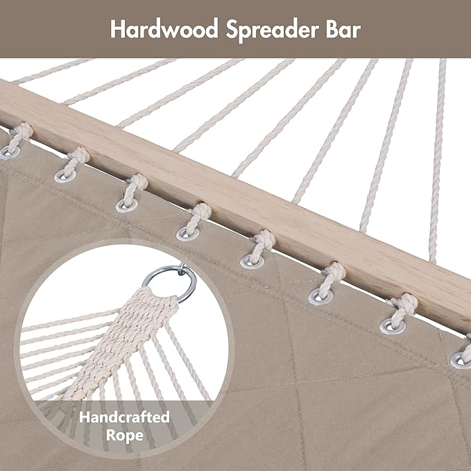 ANOW Double Hammock with Spreader Bars and Detachable Pillow, 2 Person Hammock - Image 7