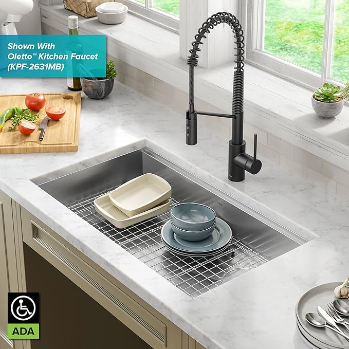 KRAUS Kore ADA Workstation 32-inch Undermount 16 Gauge Stainless Steel Kitchen - Image 4
