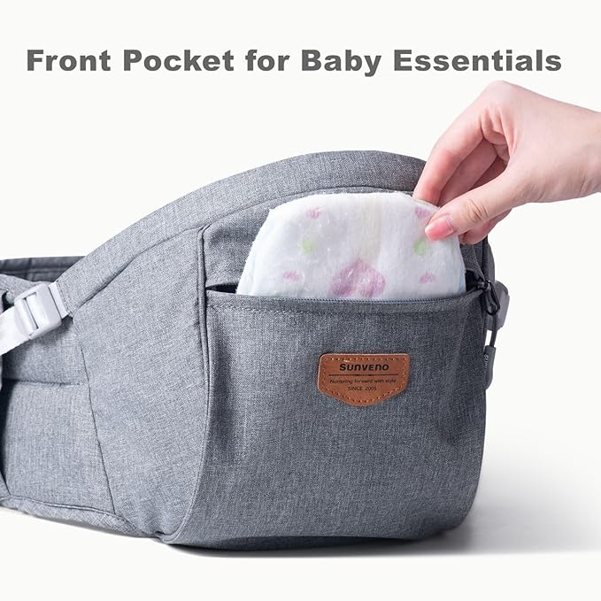 Sunveno Hip Baby Carrier with Seat, Ergonomic Baby Hip Carrier, Front-Facing - Image 7