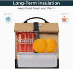 SUNNY BIRD Insulated Lunch Bag Rolltop Lunch Box Tote Bag - Image 2