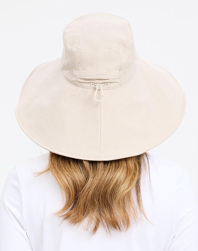 Solbari Women’s Ultra-Wide Cotton Linen Sun Hat UPF 50+, Adjustable - Image 5