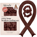 Kitsch XL Satin Heatless Hair Curler Set - Heatless Curls for an Overnight Blowout, Comfortable Hair Curlers to Sleep In for Frizz-Free, No Heat Damage Styling, Jumbo Curling Rod Headband - Chocolate