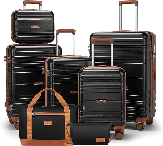 Luggage Sets with spinner wheels, PC+ABS Hard Shell Travel Luggage, Lightweight by Unknown