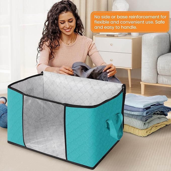 Fab totes 24 Gallons Clothes Storage, Foldable Thick Fabric Blanket Storage Bags - Image 3