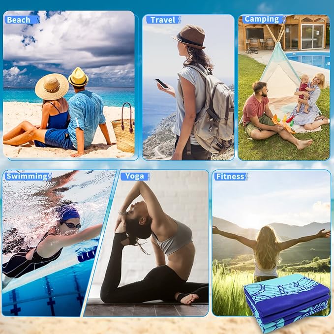6 Pack Microfiber Oversized Lightweight Beach Towel 71"x32" Extra Thin Large - Image 7