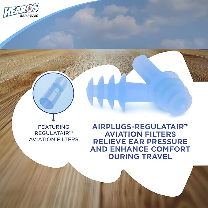 HEAROS AirPlugs Airline Pressure Reducing Earplugs, 1 Pair + Free Case - Image 2