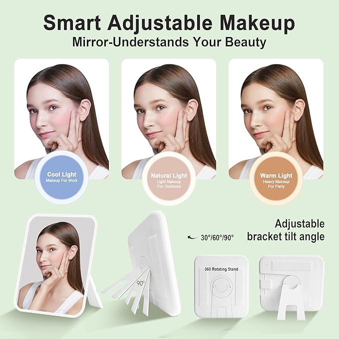 Travel Makeup Bag With 360° rotating LED Mirror, Waterproof cosmetic organizer - Image 3