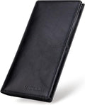 VISOUL Mens Leather Long Checkbook Bifold Wallets by VISOUL