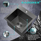 15 x 15 Inch Black Drop In Kitchen Sink - Image 5