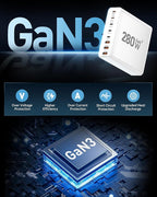 280W USB C Charger Block, 8-Port USB C Charging Station GaN III PD 65W Laptop - Image 3