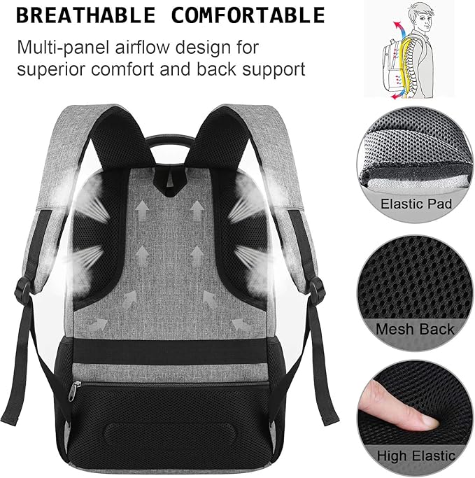 17 Inch Laptop Backpack, Business Anti Theft Slim Durable Laptops Backpack - Image 5