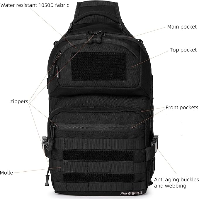 15L Tactical Crossbody Sling Bag | Everyday One Shoulder Backpack Fit 12 Inch - Image 4