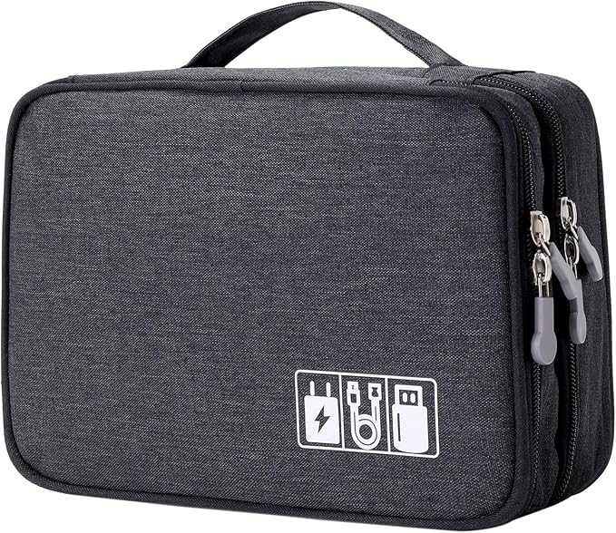 Lanola Travel Cable Organizer Bag, Electronic Accessories Case Portable Double by Lanola