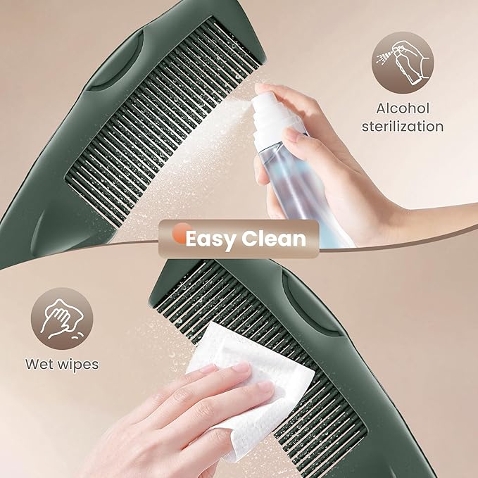 2PC Dandruff Comb Fine Tooth Scalp Detox Comb Lice Stainless Steel Scalp Detoxing Hair Brush Tool Hair Care for Women, Men & Kids (Green)