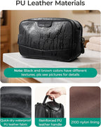 BAGSMART Toiletry Bag for Men, PU Leather Travel Bag for Toiletries, Dopp Kit - Image 2