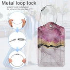 Gold Blue Pink Marble Abstract Luggage Tags, 2 Pack Luggage Tag, Leather - Image 5