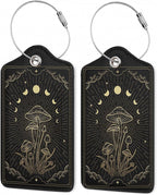 Zodiac Moon Phase Luggage Tag for Suitcase, Mushroom Luggage Tag by Gearsly