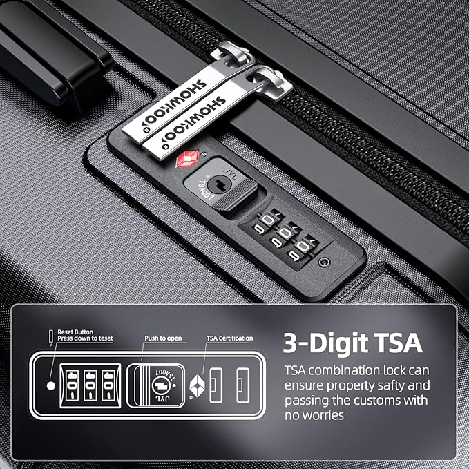 SHOWKOO Luggage Sets Expandable PC+ABS Durable Suitcase Double Wheels TSA Lock - Image 5