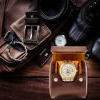MR.OKAY Single Watch Travel Case- Classic Leather Watch Case - Image 3