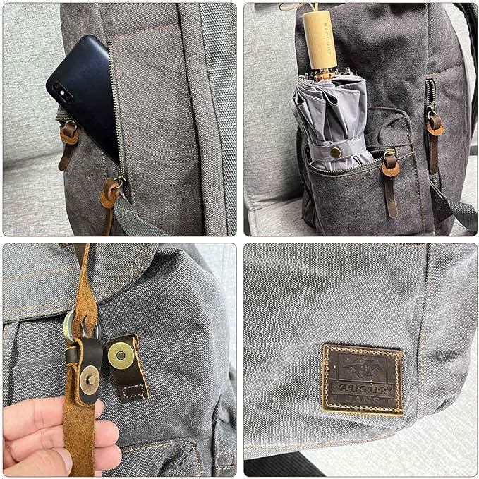 AUGUR High Capacity Canvas Vintage Backpack - Image 4