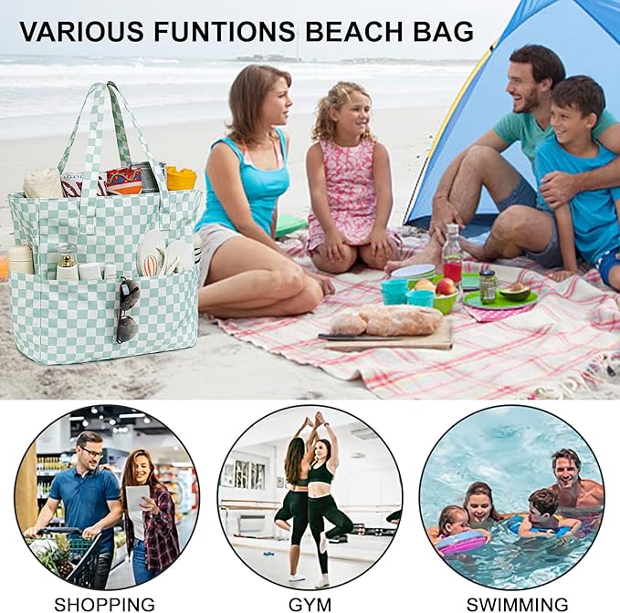 Beach Pool Bags Tote for Women Ladies Large Gym Tote Carry On Bag - Image 6