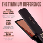 FoxyBae Flat Iron Hair Straightener - TRÉS Sleek 1.75" Wide Plate Titanium Flat-Iron - Dual Voltage Portable Professional Hair Straightener - Hot Tools - Locks Moisture & Shine [Black Rose-Gold]