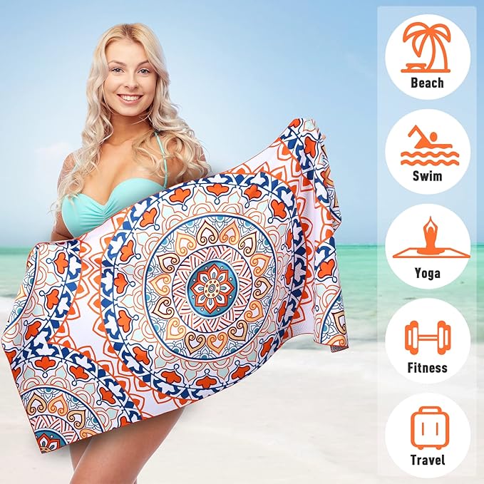 2 Pack Oversized Microfiber Beach Towel, Quick Drying, Super Absorbent - Image 3