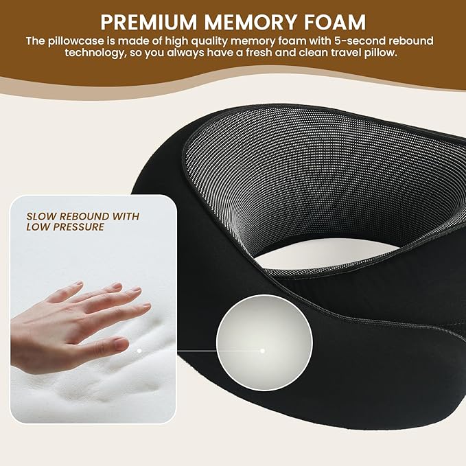 Neck Pillow, Travel Pillow uses Memory Foam to Support Neck Comfort, Ideal - Image 4