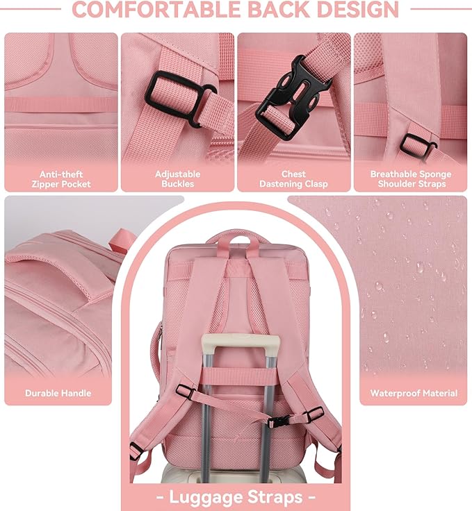 Travel Laptop Backpack for Women, 50L Expandable Extra Large Backpack, Carry On - Image 6