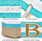 Becokan Beach Bag Initial Beach Tote - Image 2