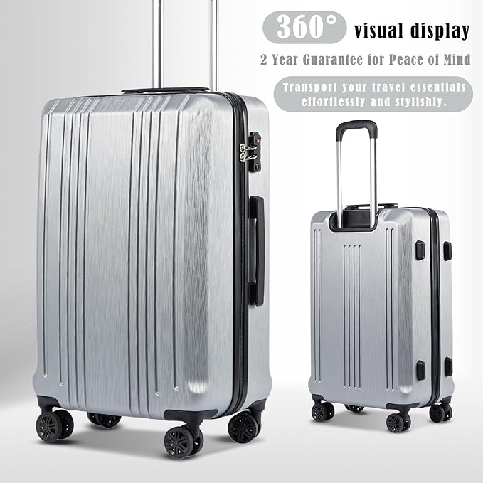 Coolife Luggage Expandable Suitcase PC+ABS 3 Piece Set - Image 2