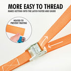 Cartman 1" x 12' Lashing Straps Cargo Tie-Down Strap Up to 600lbs, 2pk Orange - Image 3