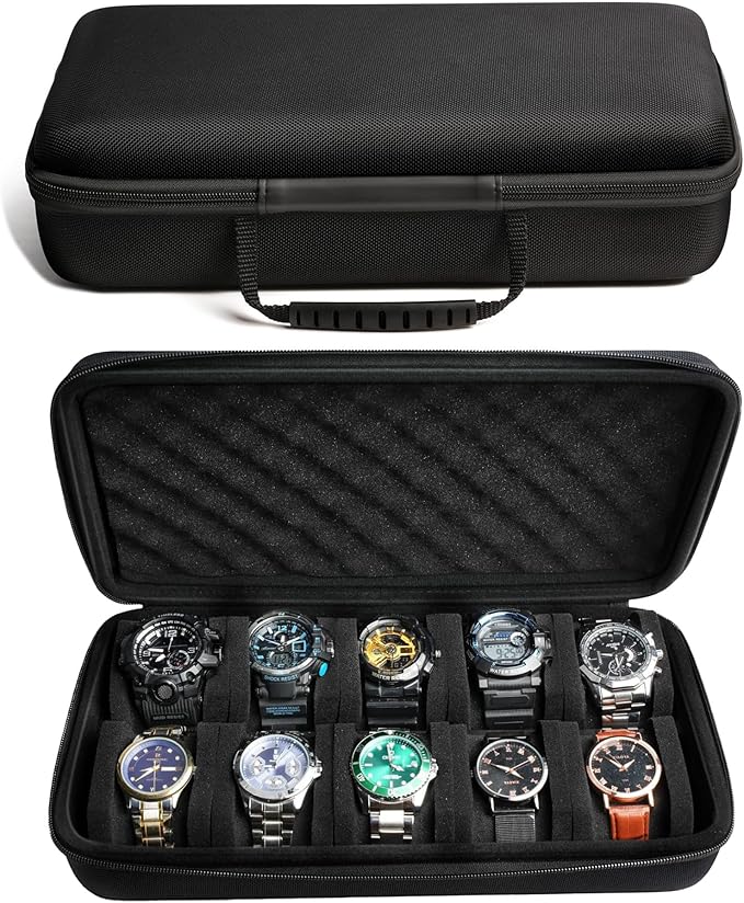10 slots watch travel case, Hard Portable watch carry storage organizer box by forBetterLife