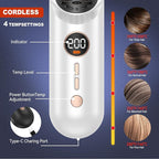Cordless Straightener Brush, Portable Mini Hair Straightening Brush for Travel, Rechargeable 9000 mAh USB-C, Lightweight Anti-Scald Heated Styling Tools & Appliances (White)