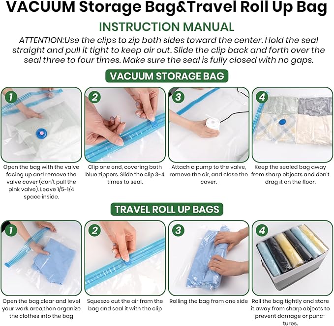 Vacuum Storage Bags, Comforters, Pillows-5 Jumbo+5Large Space Bag Vacuumm - Image 5