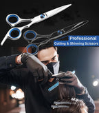 MEUUT Hair Cutting Scissors Set 6.5 Inch - Sharp Barber Haircut Scissors with Styling Comb & No-Snag Clips for Professional and Home Haircuts, Japanese Steel Blades