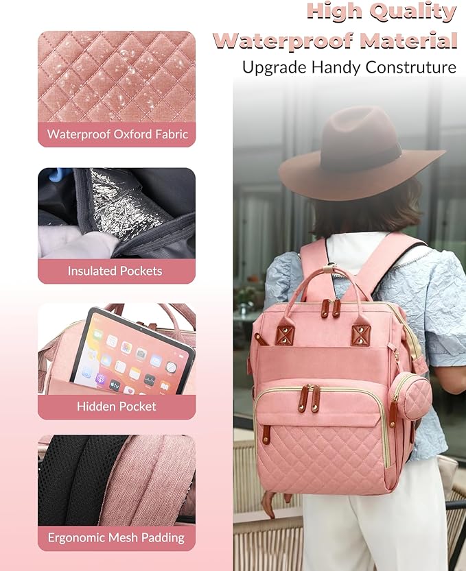 Diaper Bag with Changing Station, Waterproof 3 in 1 Baby Diaper Backpack with - Image 6